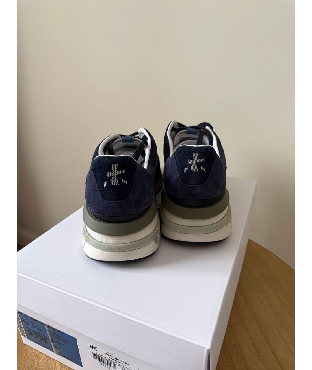 PREMIATA Темно-синие замшевые низкие кроссовки / кеды, фото 5