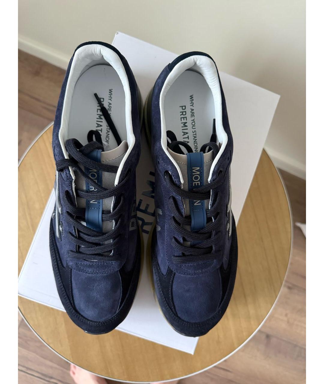 PREMIATA Темно-синие замшевые низкие кроссовки / кеды, фото 4