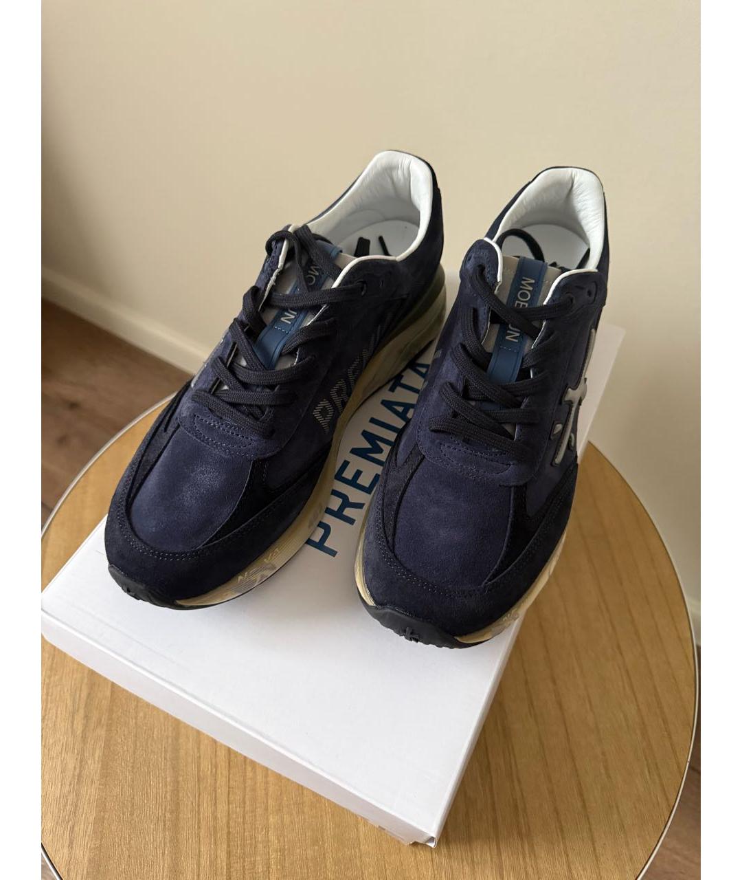 PREMIATA Темно-синие замшевые низкие кроссовки / кеды, фото 3