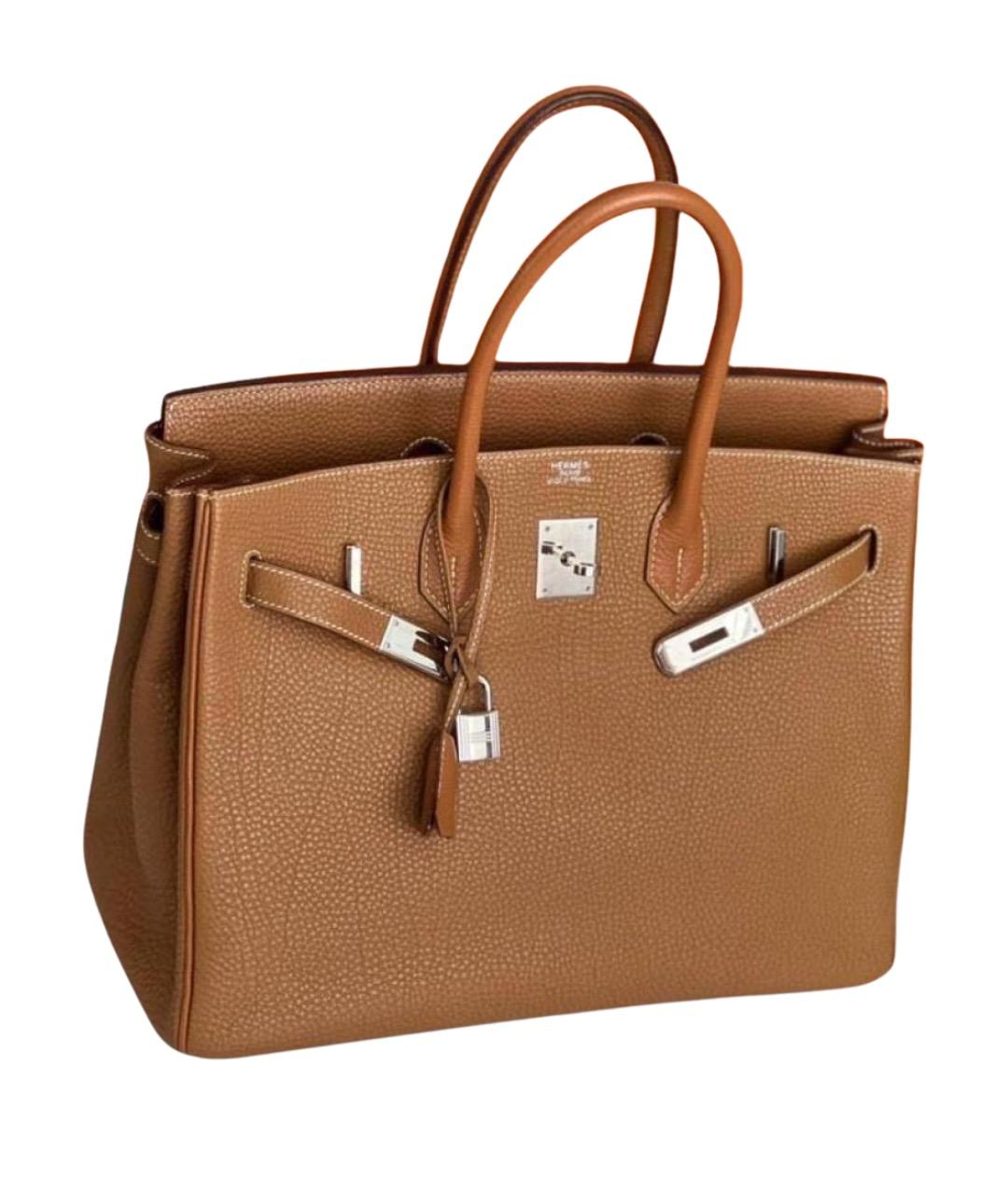 HERMES Коричневая кожаная сумка с короткими ручками, фото 1