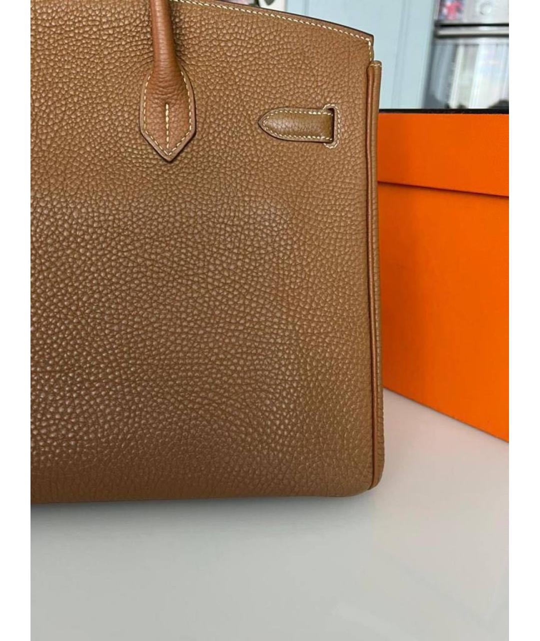 HERMES Коричневая кожаная сумка с короткими ручками, фото 4