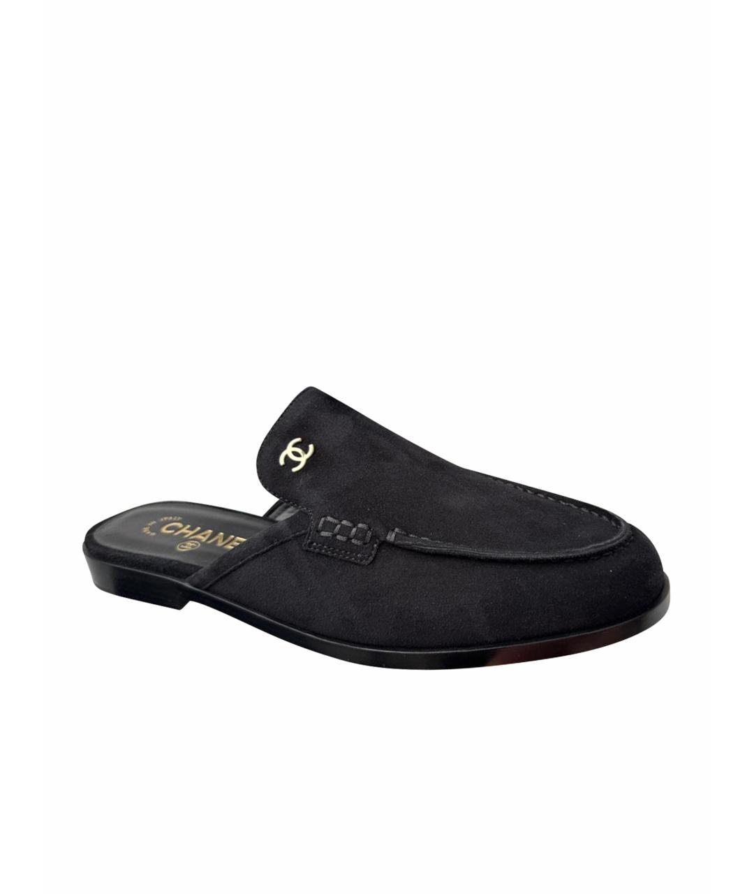 CHANEL Черные замшевые мюли, фото 1