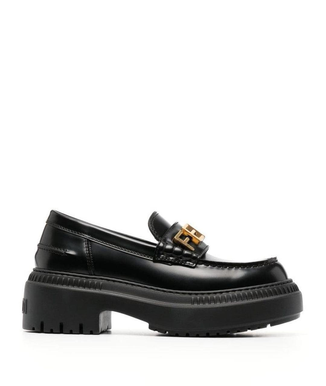 FENDI Черные кожаные лоферы, фото 8