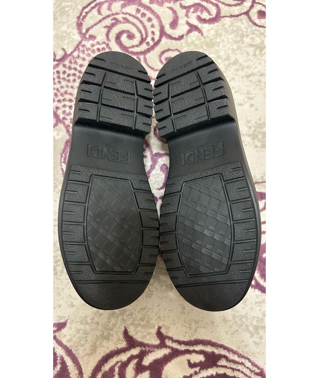 FENDI Черные кожаные лоферы, фото 5