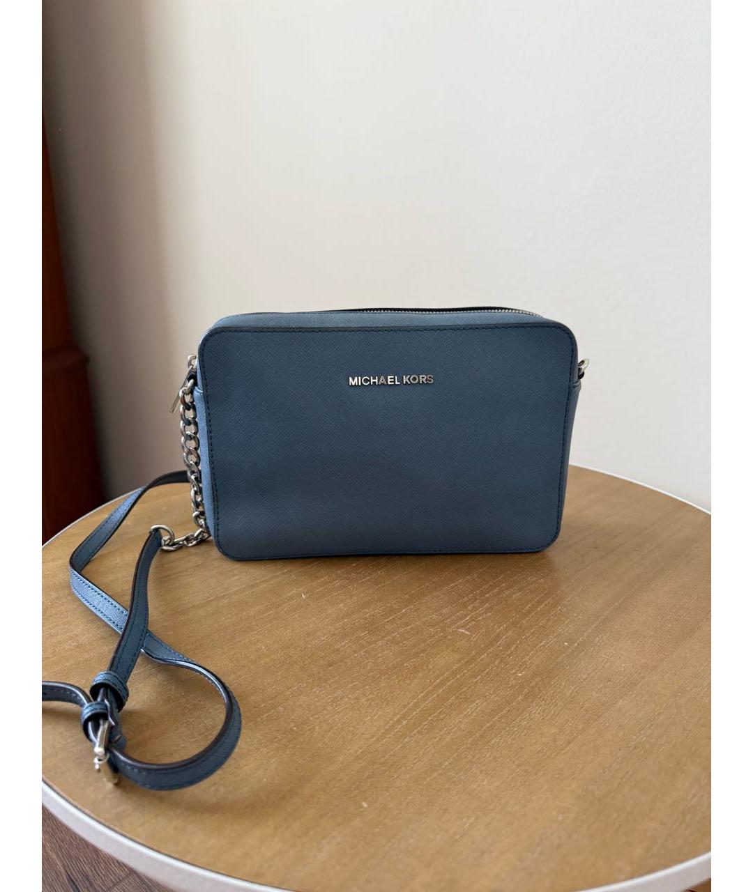 MICHAEL KORS Голубая кожаная сумка через плечо, фото 2