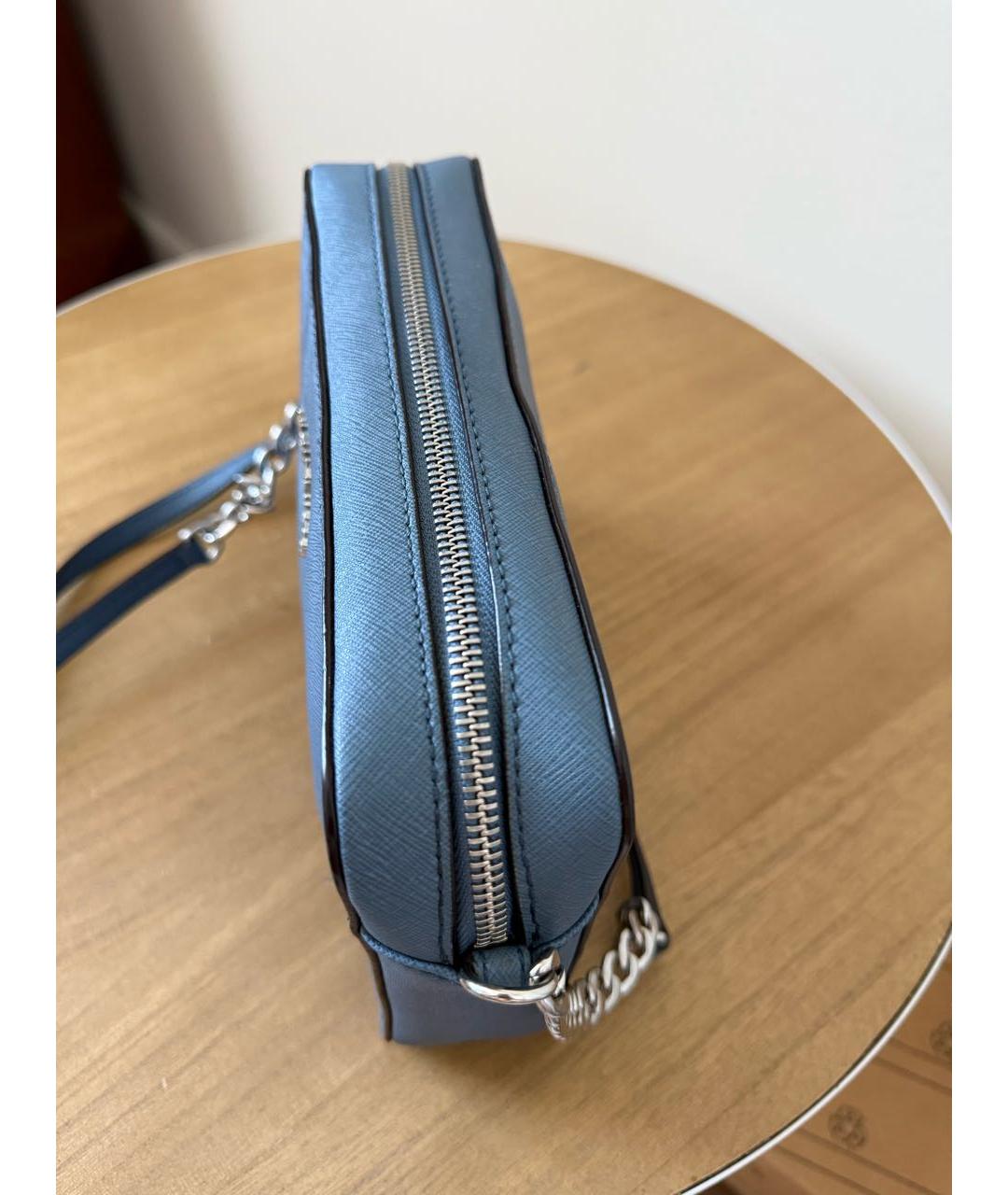 MICHAEL KORS Голубая кожаная сумка через плечо, фото 4