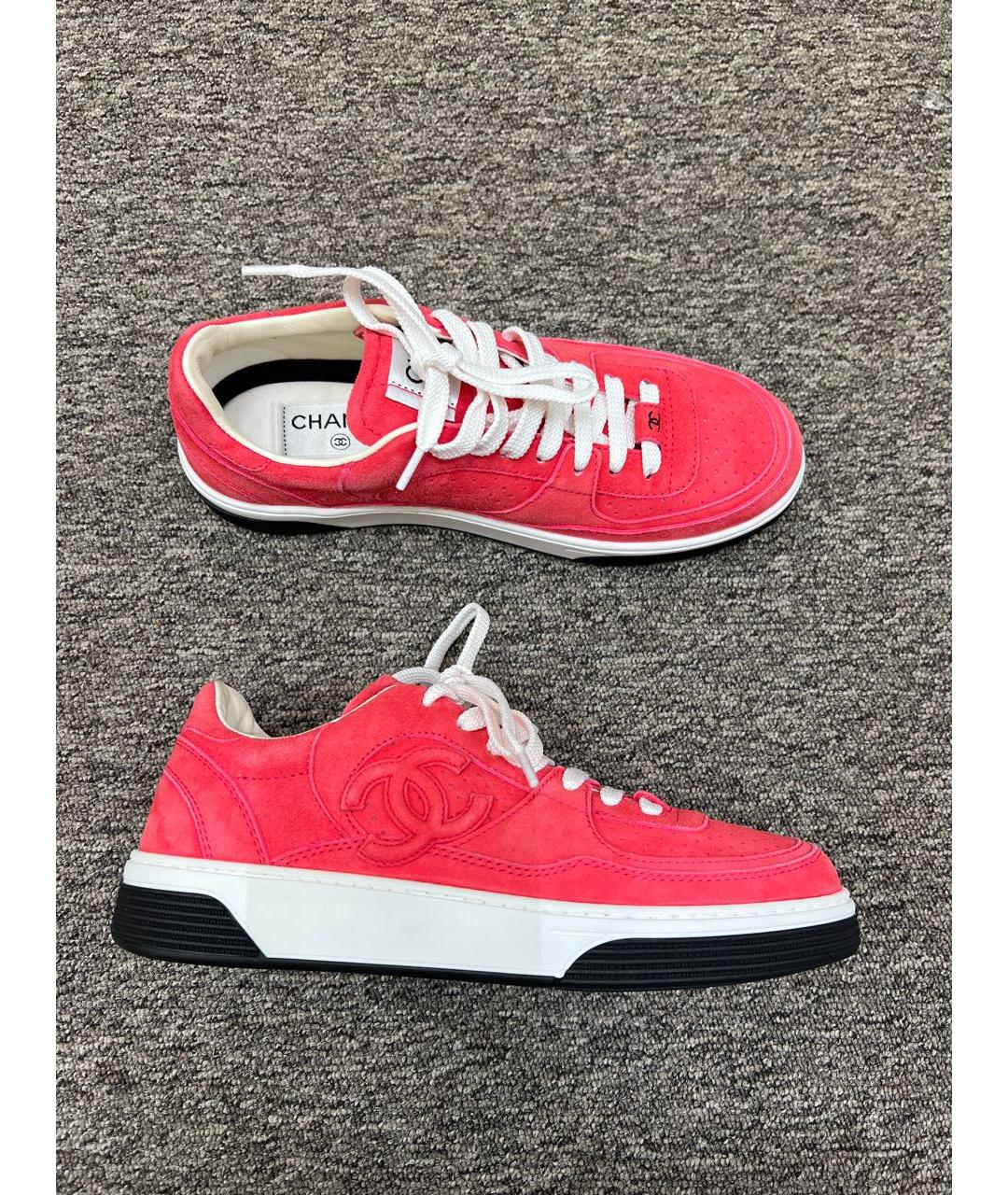 CHANEL Коралловые замшевые кеды, фото 8