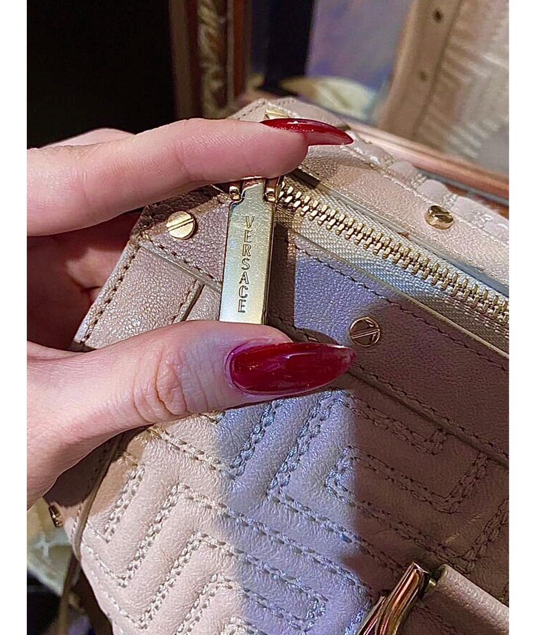 VERSACE Розовая кожаная сумка с короткими ручками, фото 7