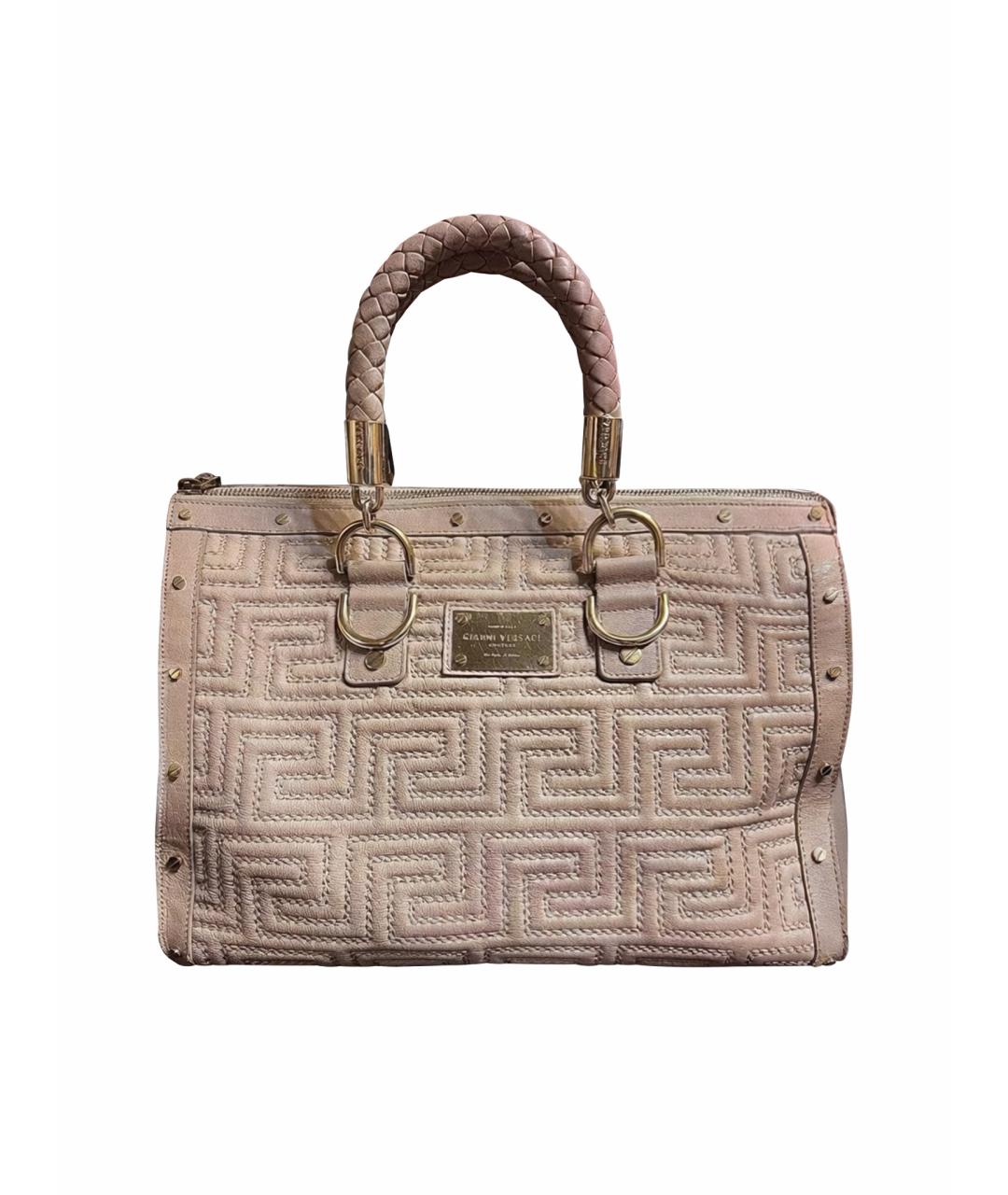 VERSACE Розовая кожаная сумка с короткими ручками, фото 1