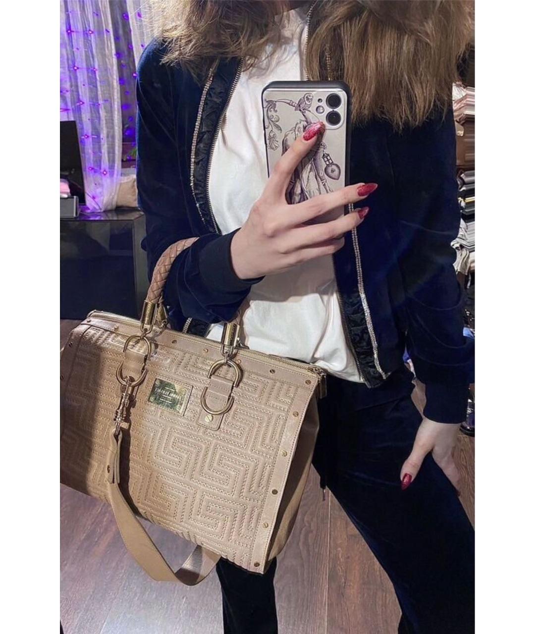 VERSACE Розовая кожаная сумка с короткими ручками, фото 8