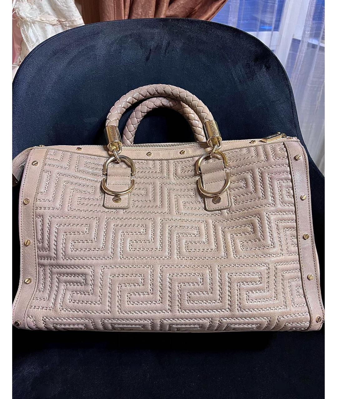 VERSACE Розовая кожаная сумка с короткими ручками, фото 3