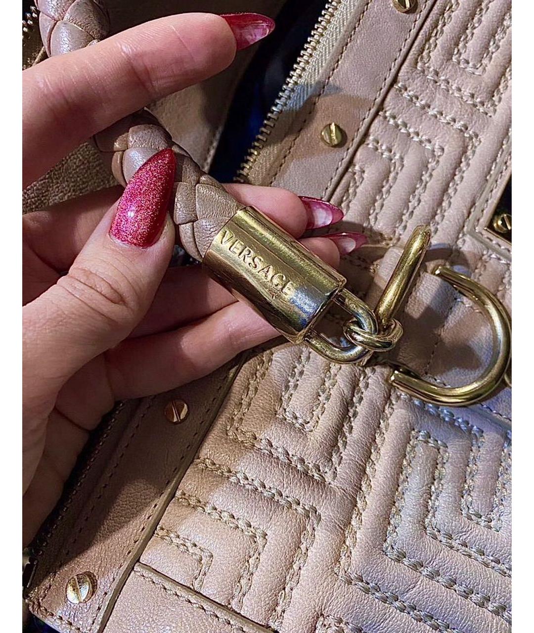 VERSACE Розовая кожаная сумка с короткими ручками, фото 6