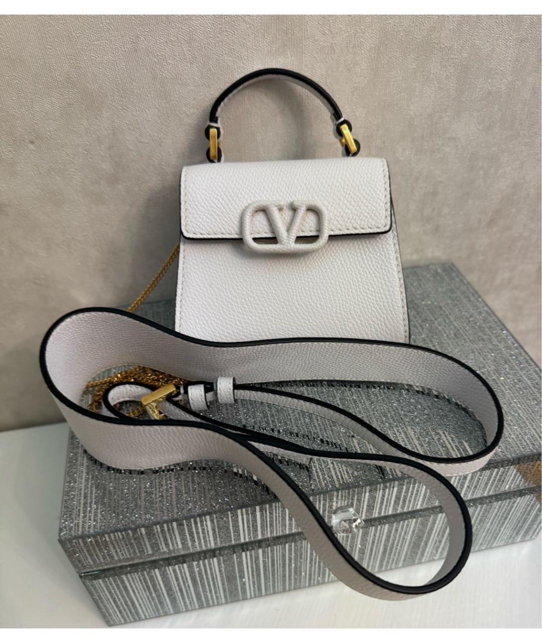 VALENTINO Белая кожаная сумка через плечо, фото 3