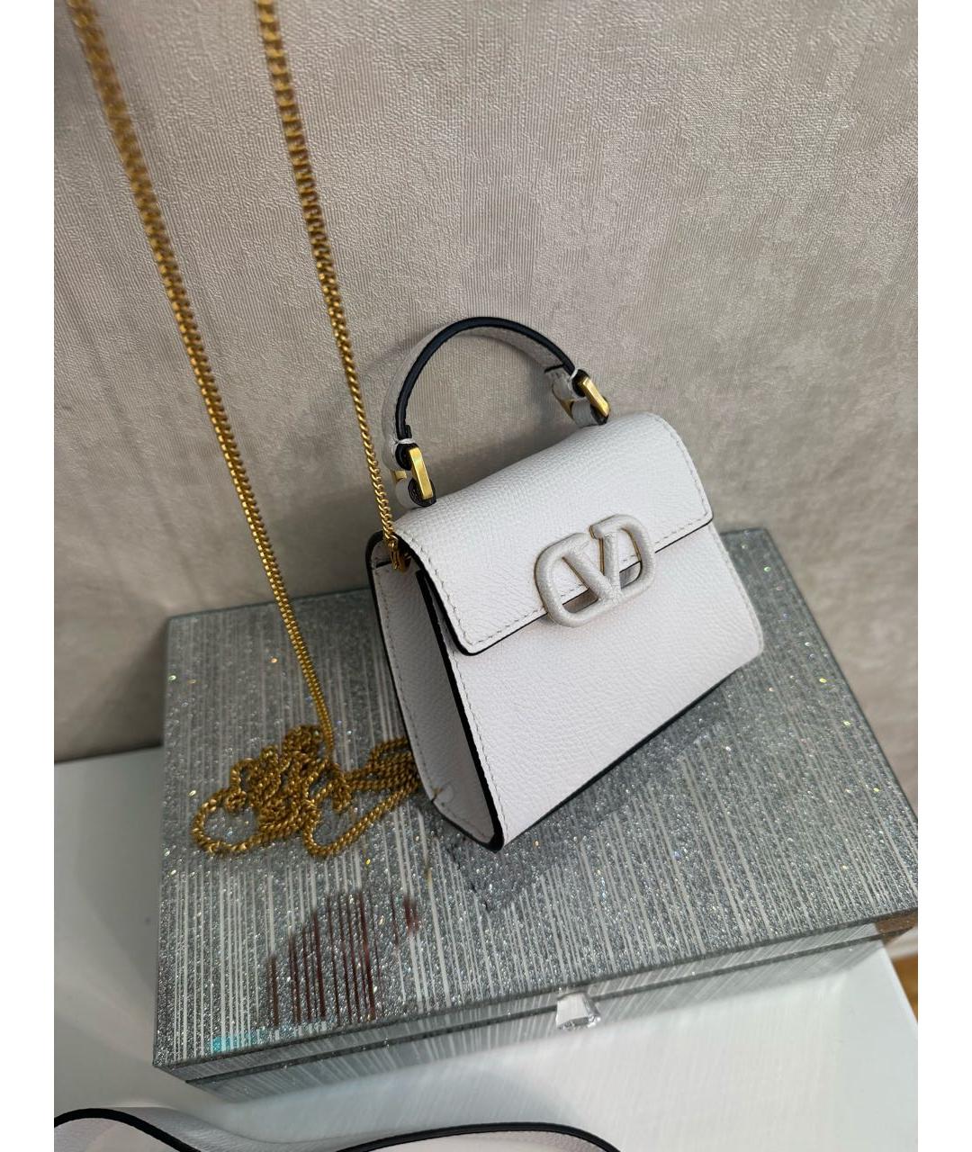 VALENTINO Белая кожаная сумка через плечо, фото 4