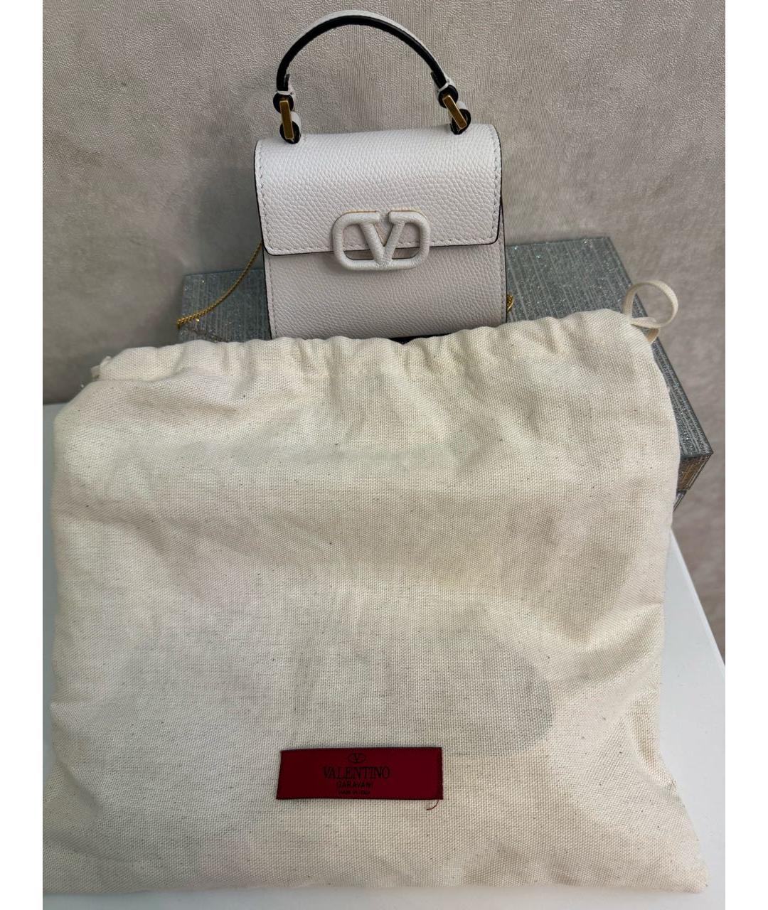 VALENTINO Белая кожаная сумка через плечо, фото 6