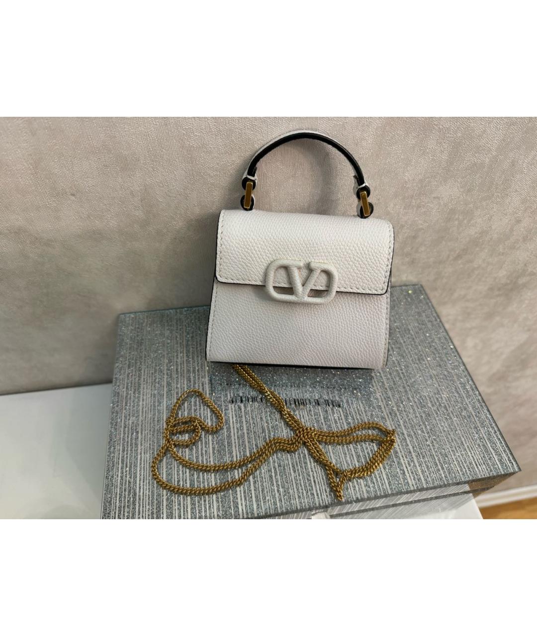 VALENTINO Белая кожаная сумка через плечо, фото 8