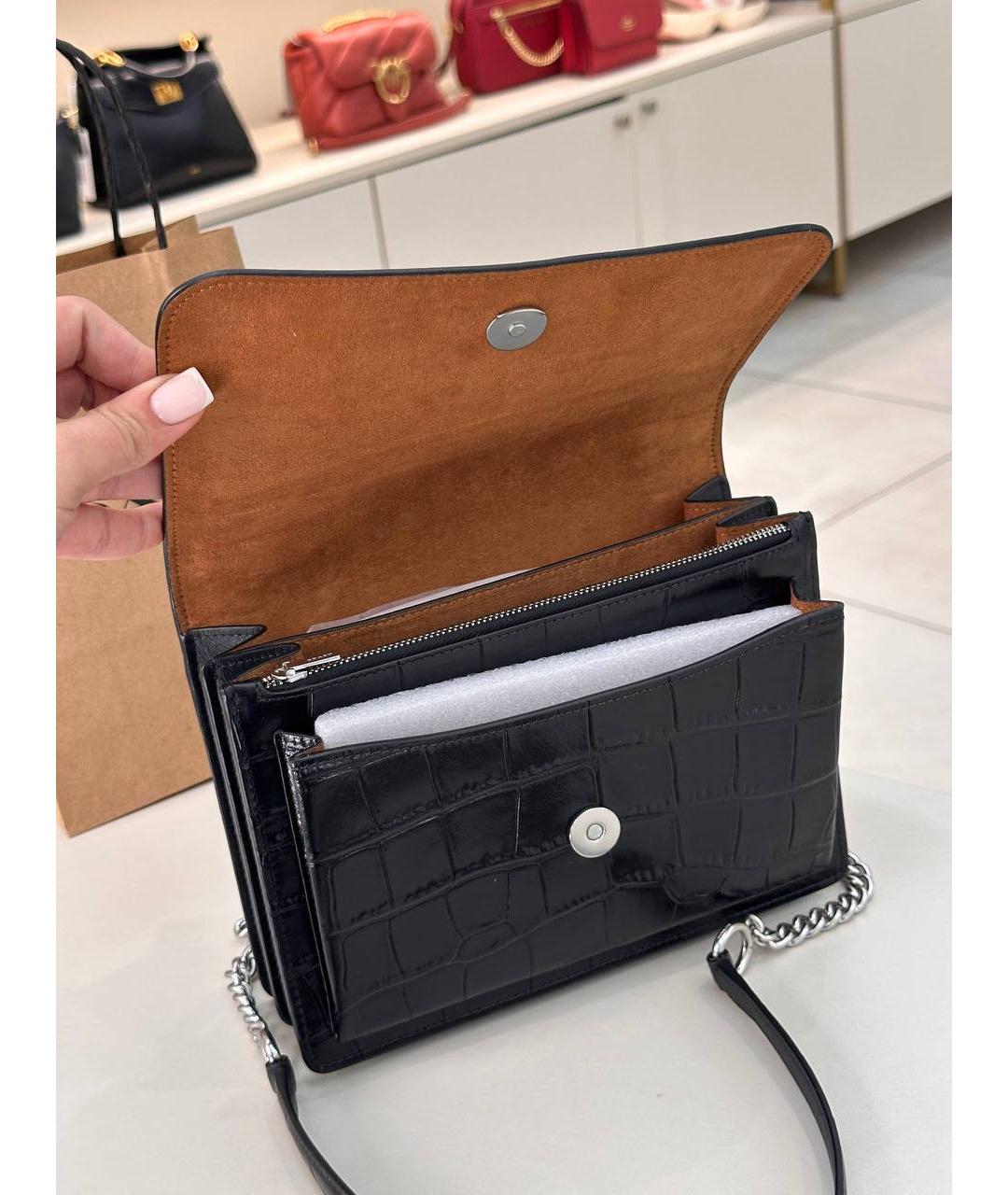 COACH Черная кожаная сумка через плечо, фото 7