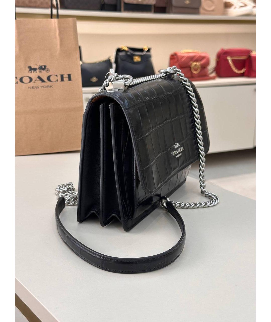 COACH Черная кожаная сумка через плечо, фото 5