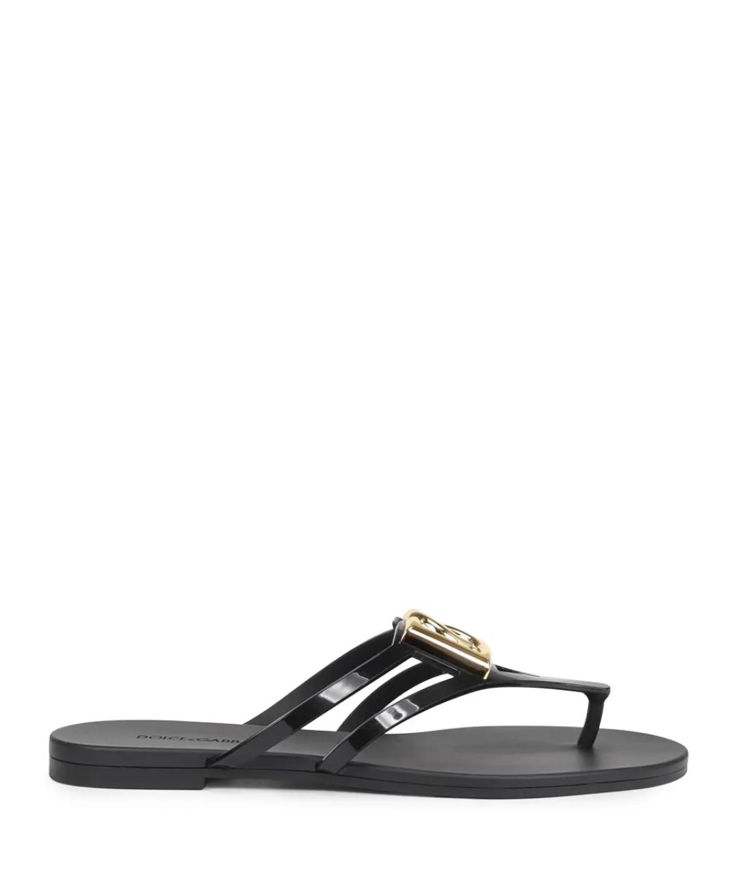 DOLCE&GABBANA Черные резиновые шлепанцы, фото 1