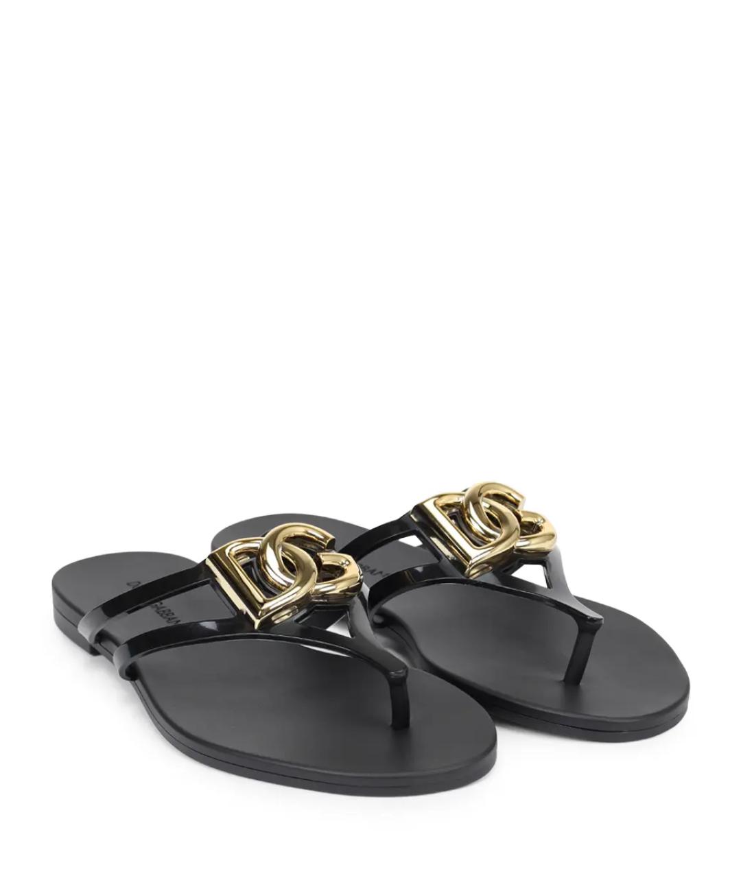 DOLCE&GABBANA Черные резиновые шлепанцы, фото 2