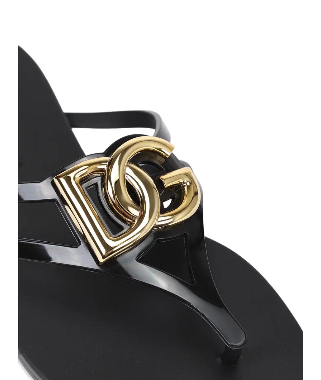 DOLCE&GABBANA Черные резиновые шлепанцы, фото 3