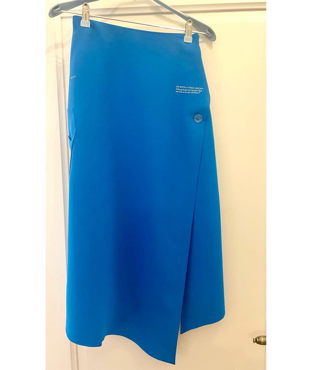 OFF-WHITE Синяя полиэстеровая юбка миди, фото 5