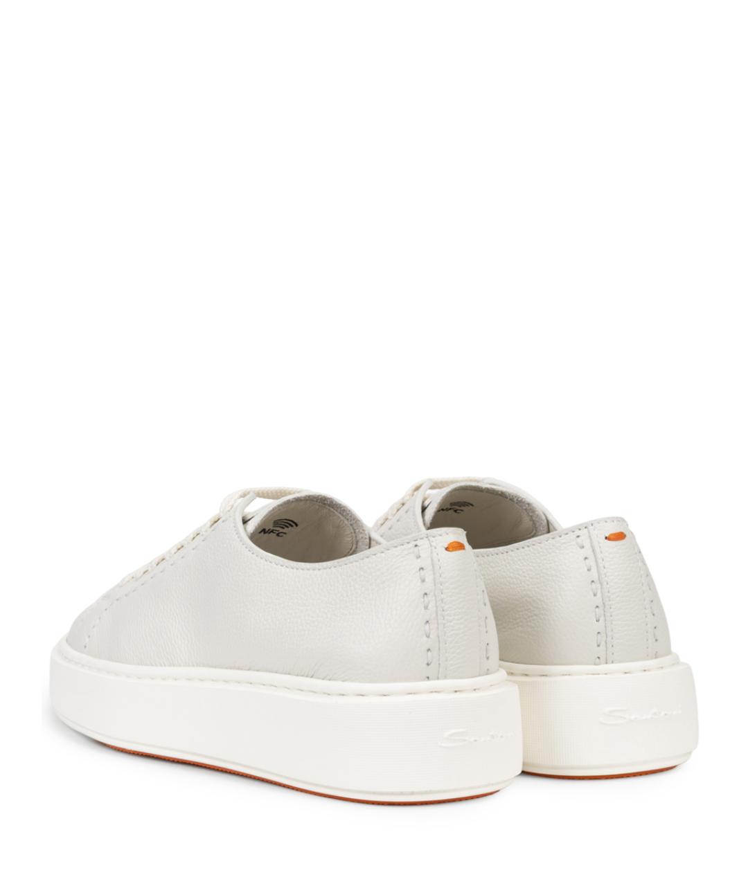 SANTONI Белые кожаные кеды, фото 4