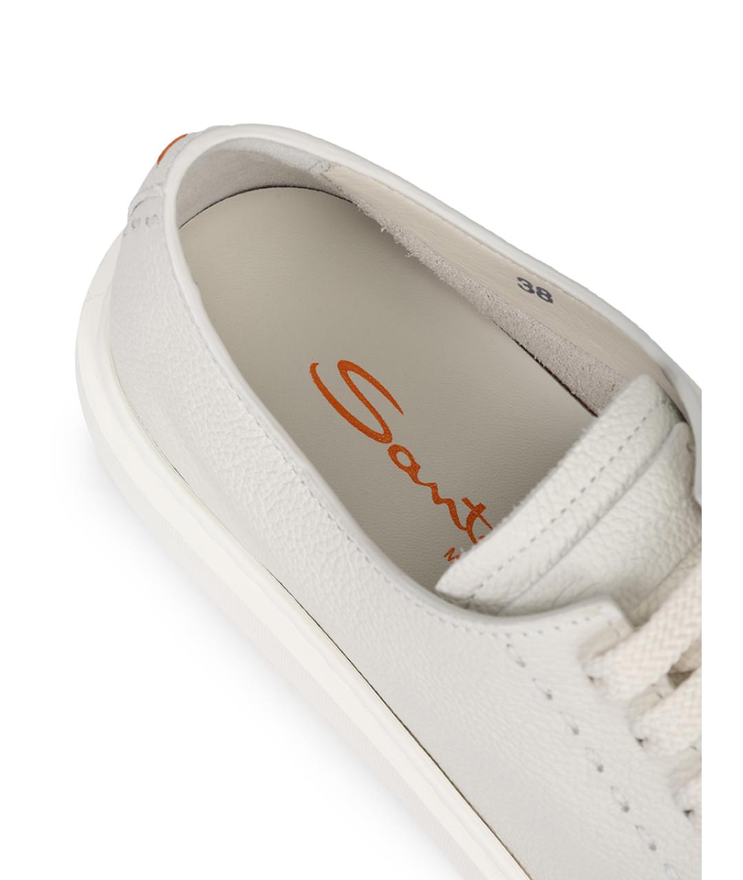 SANTONI Белые кожаные кеды, фото 6