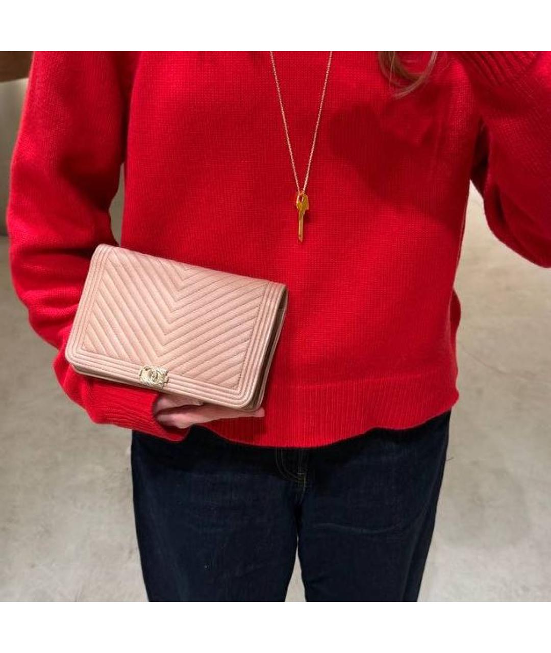 CHANEL Бежевая кожаная сумка через плечо, фото 3