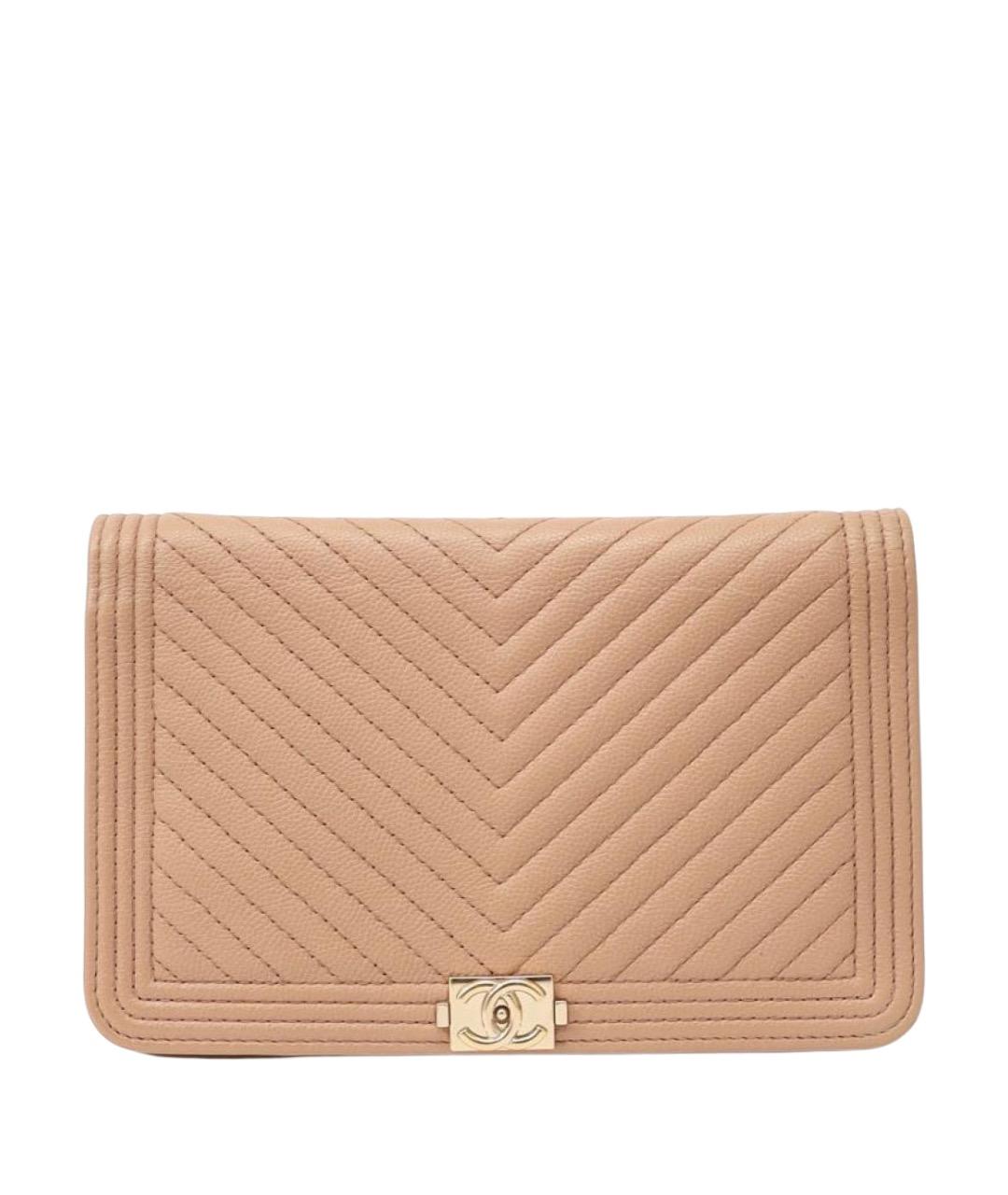 CHANEL Бежевая кожаная сумка через плечо, фото 1
