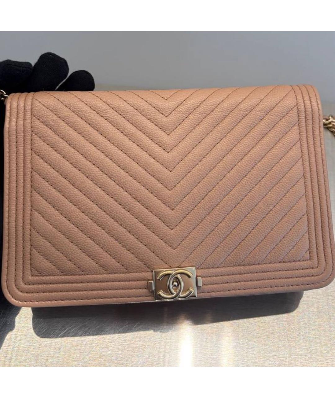 CHANEL Бежевая кожаная сумка через плечо, фото 2