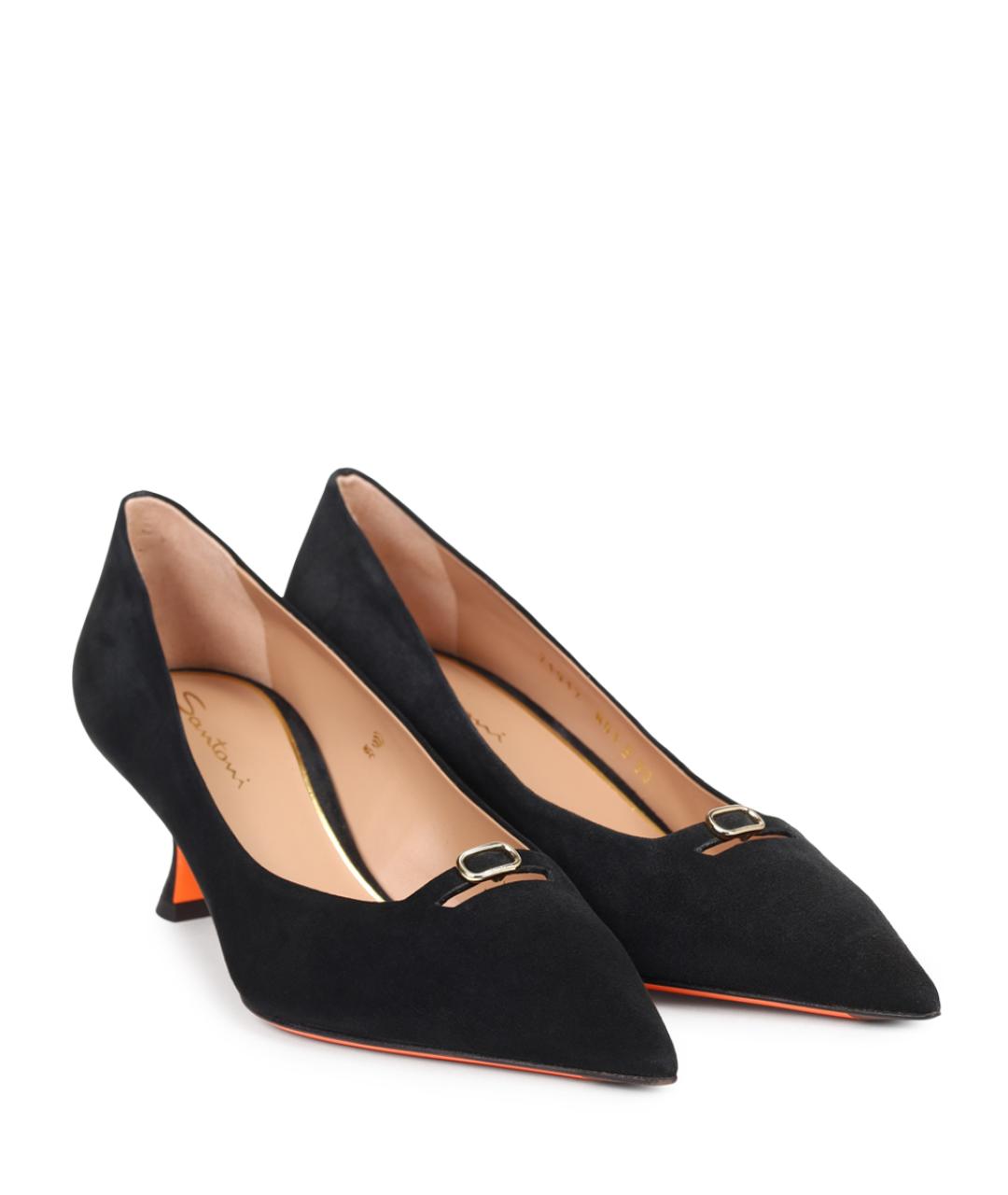 SANTONI Черные замшевые туфли, фото 2