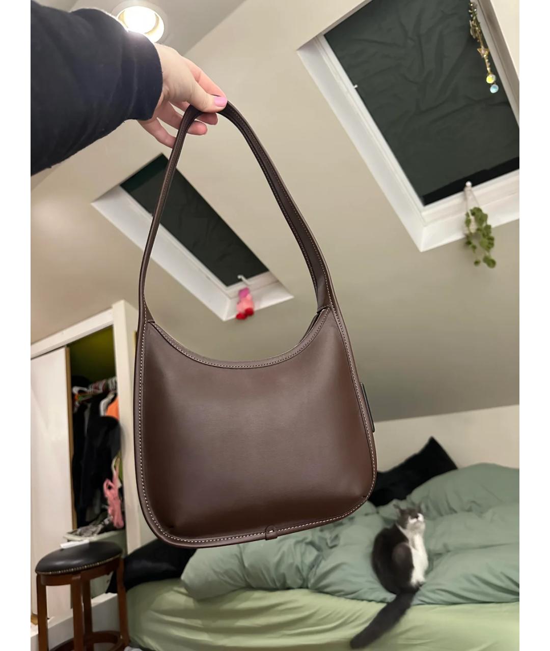 COACH Коричневая кожаная сумка через плечо, фото 5