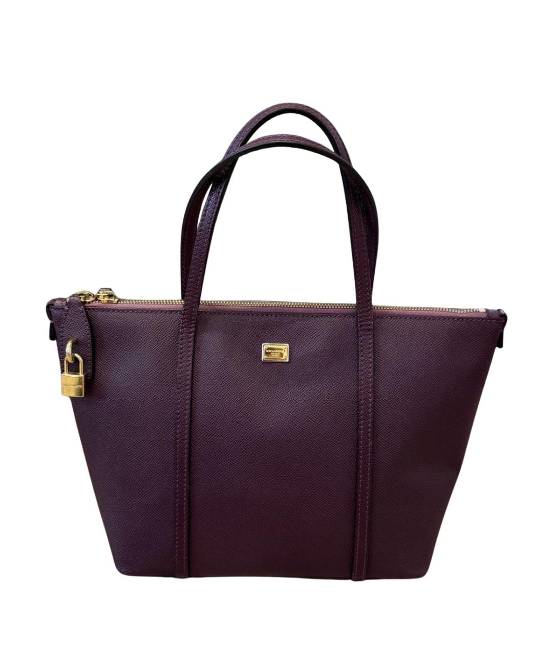 DOLCE&GABBANA Бордовая кожаная сумка тоут, фото 1