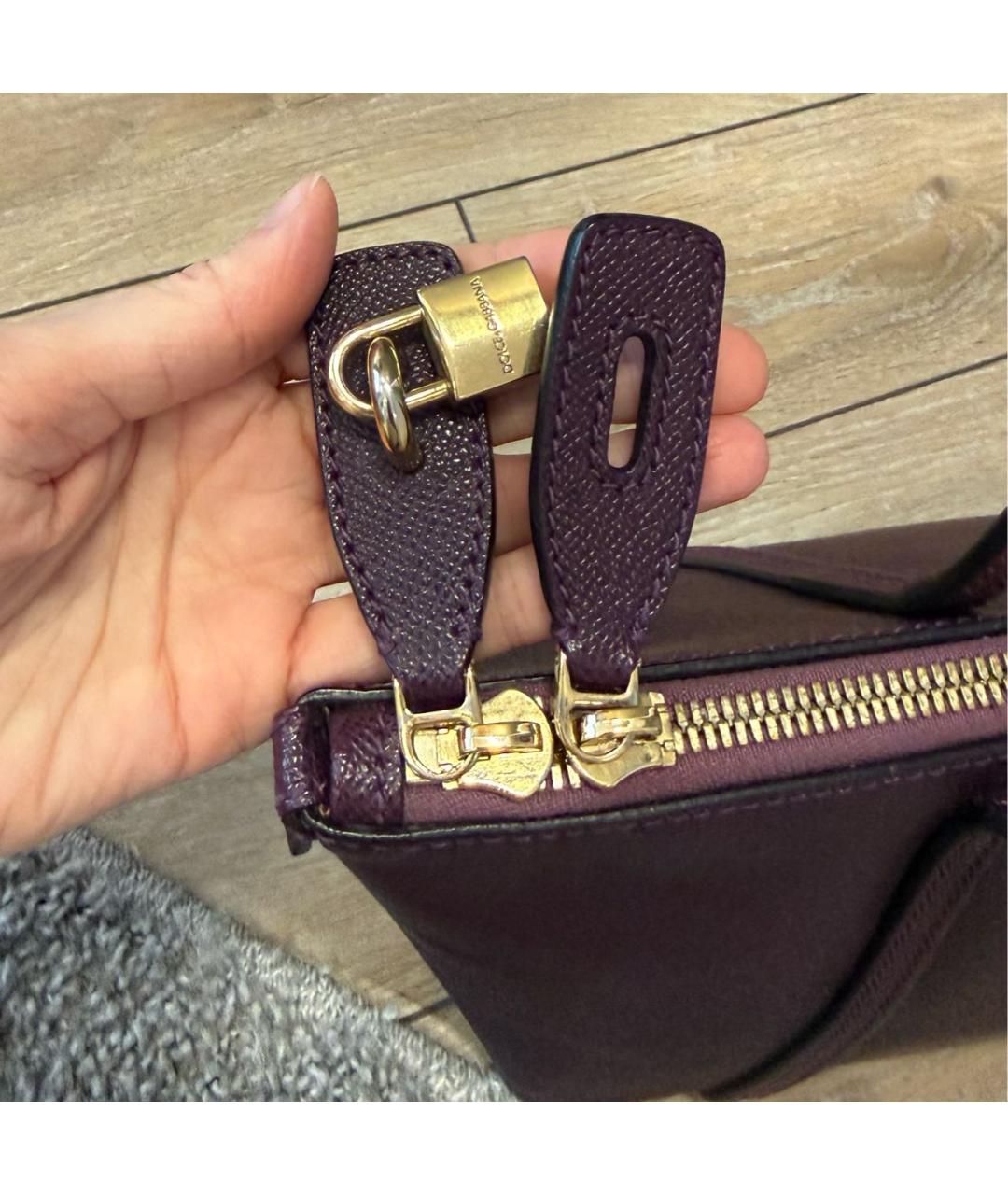 DOLCE&GABBANA Бордовая кожаная сумка тоут, фото 8