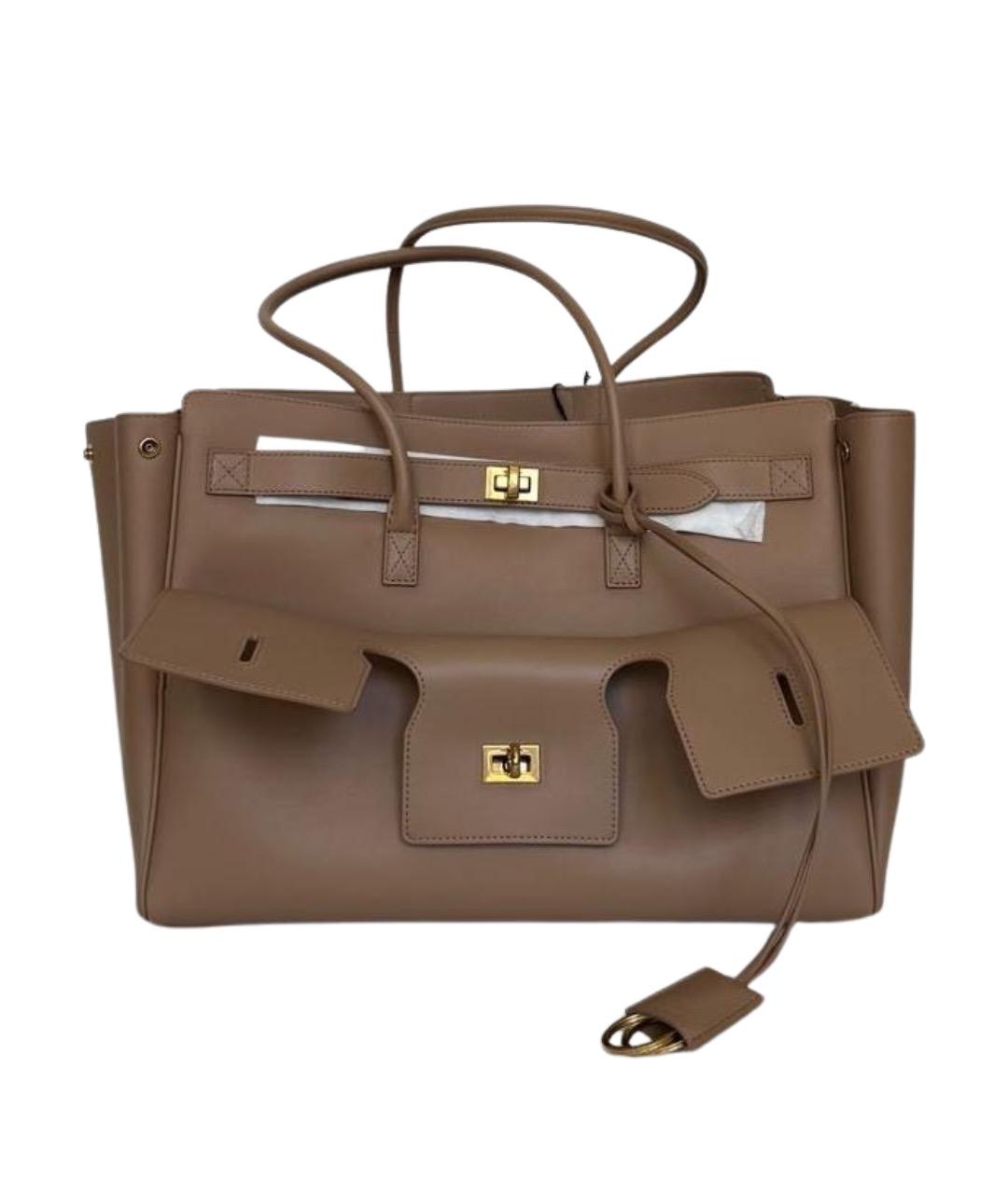 BALENCIAGA Бежевая кожаная сумка тоут, фото 1