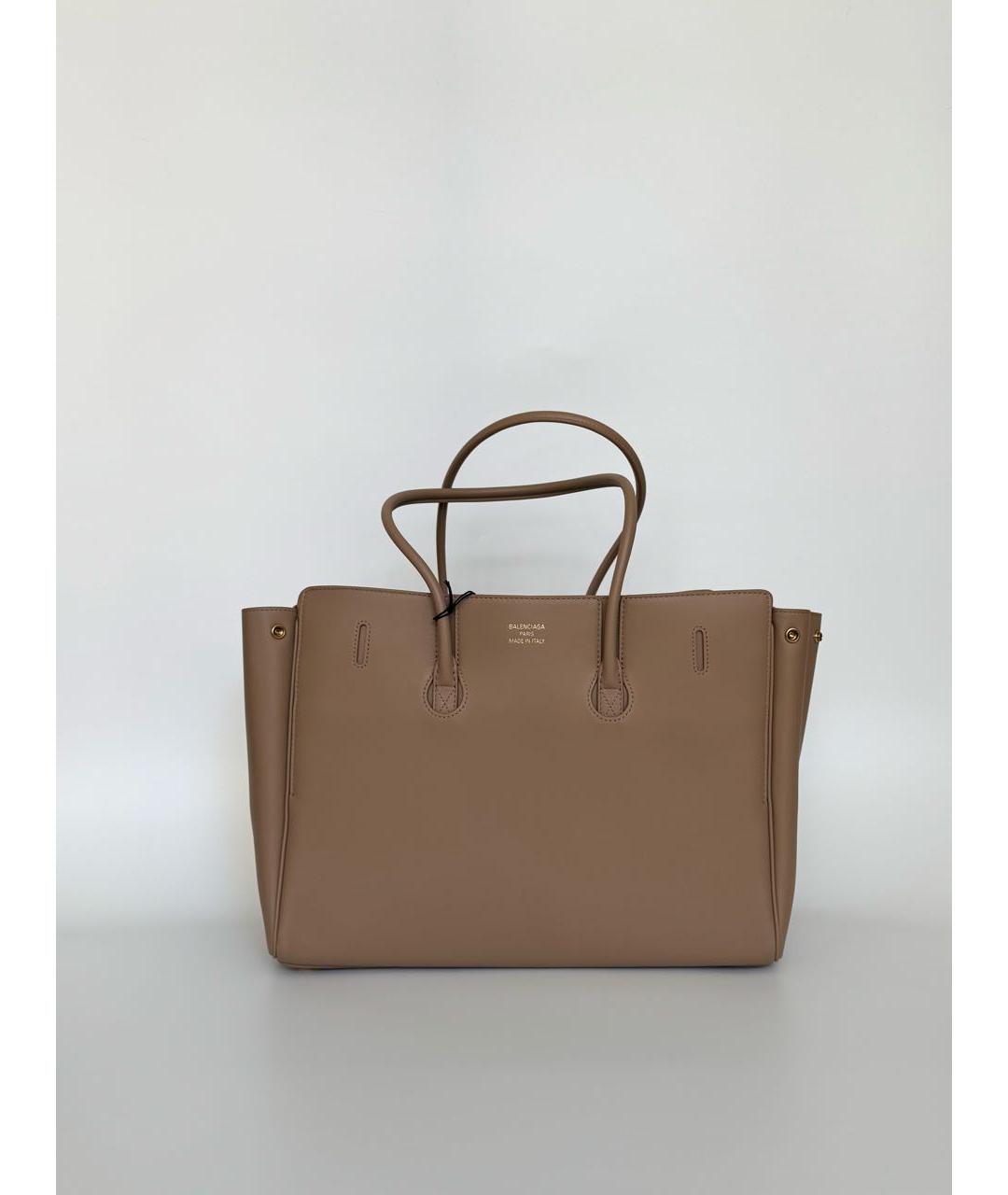 BALENCIAGA Бежевая кожаная сумка тоут, фото 3