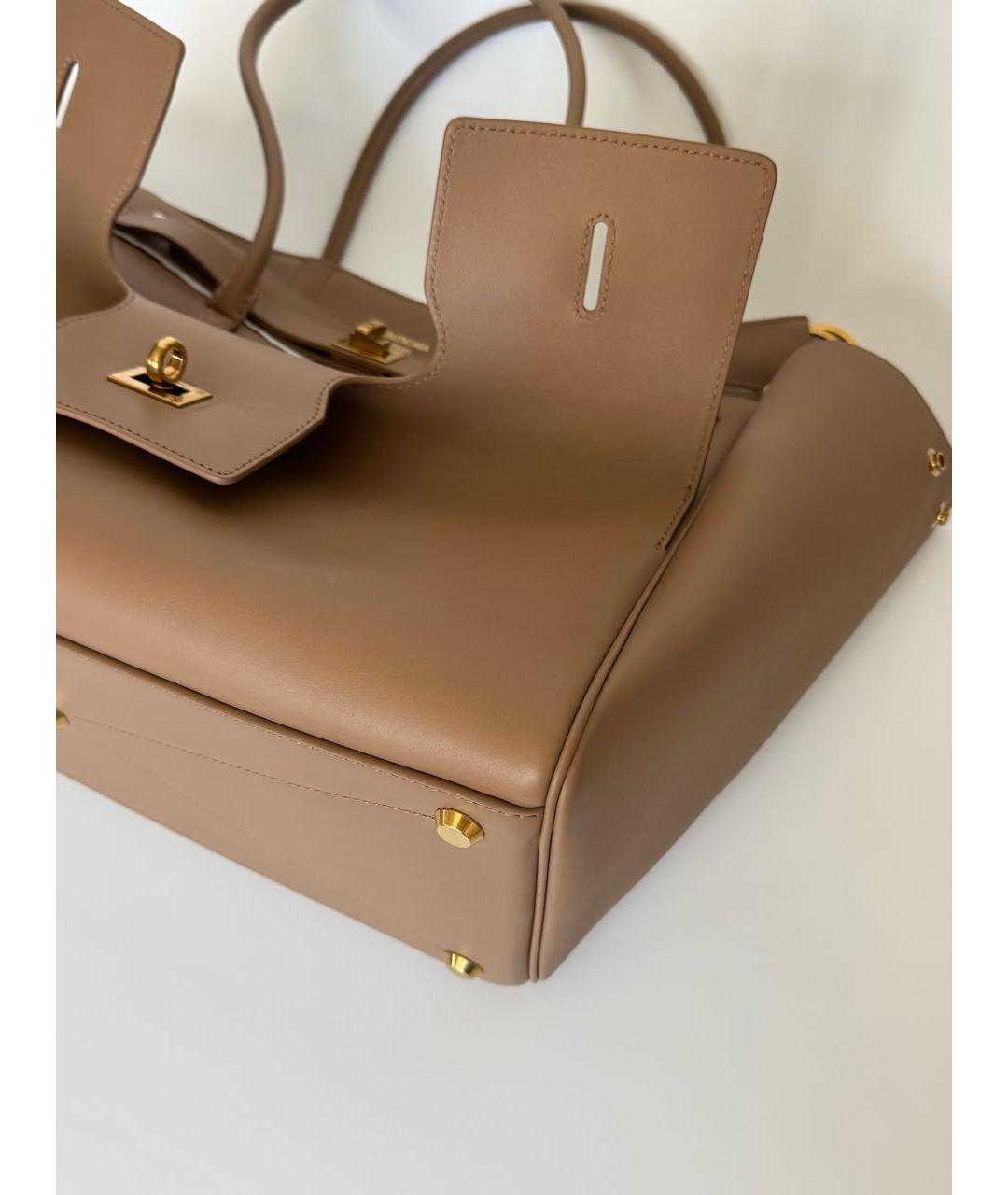 BALENCIAGA Бежевая кожаная сумка тоут, фото 8