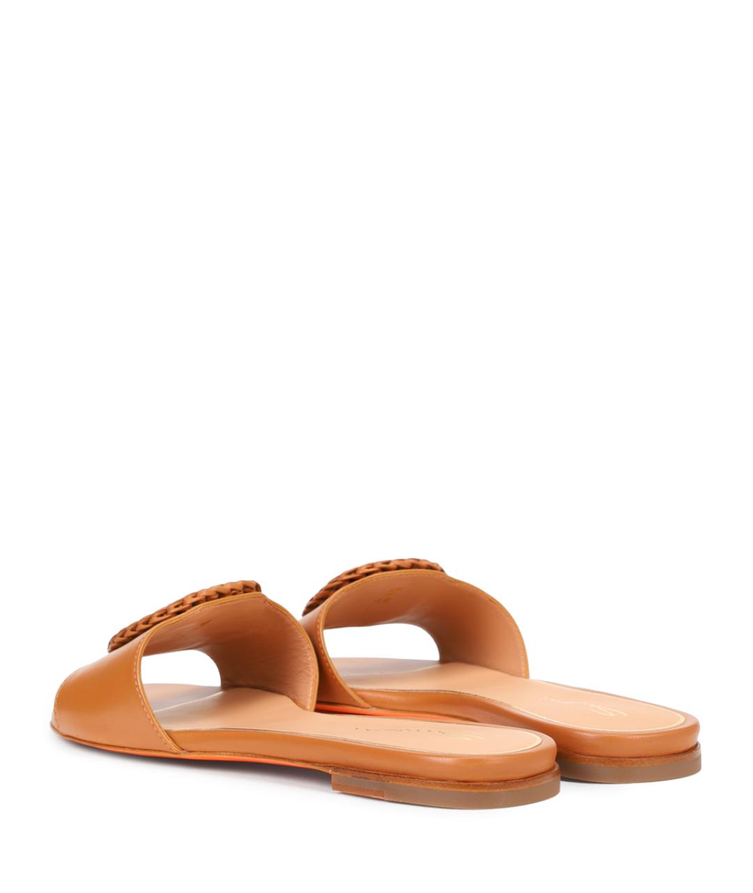 SANTONI Коричневые кожаные шлепанцы, фото 4