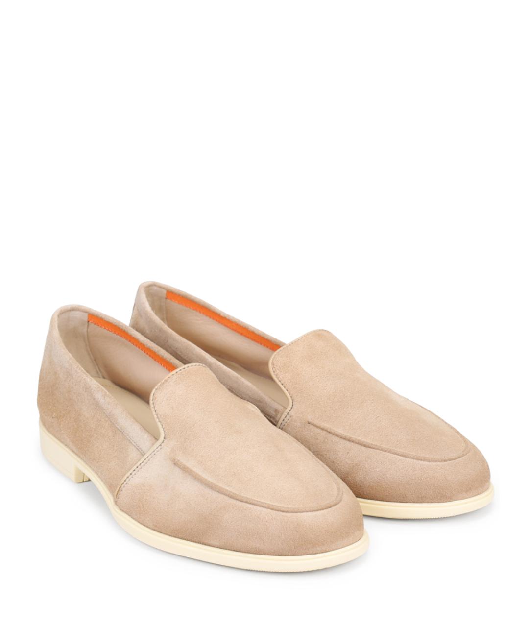 SANTONI Бежевые замшевые лоферы, фото 2