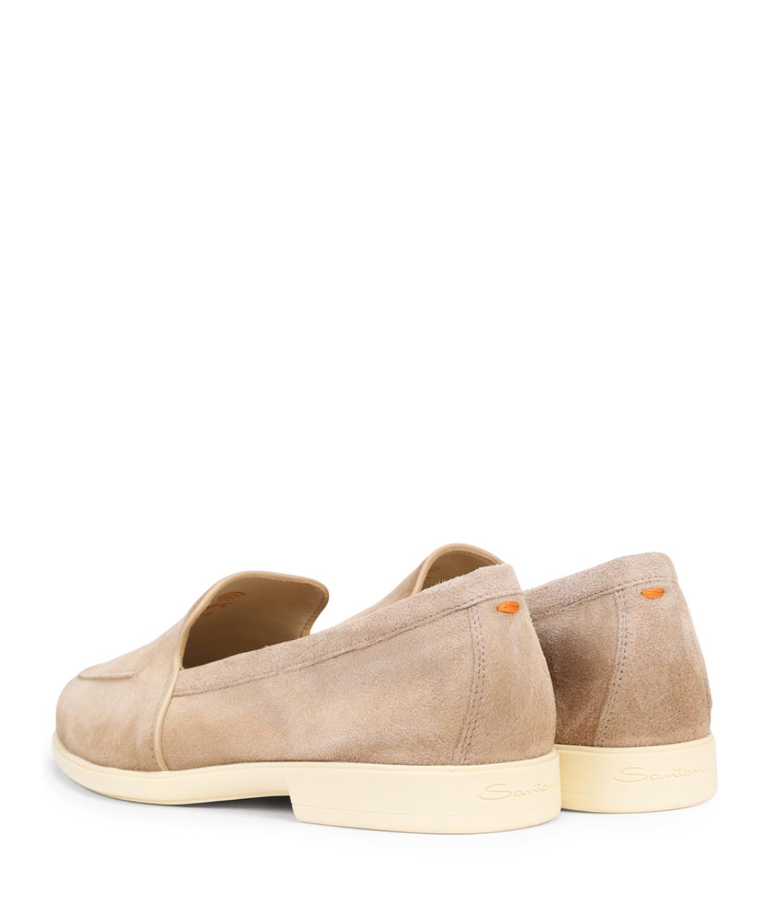 SANTONI Бежевые замшевые лоферы, фото 4