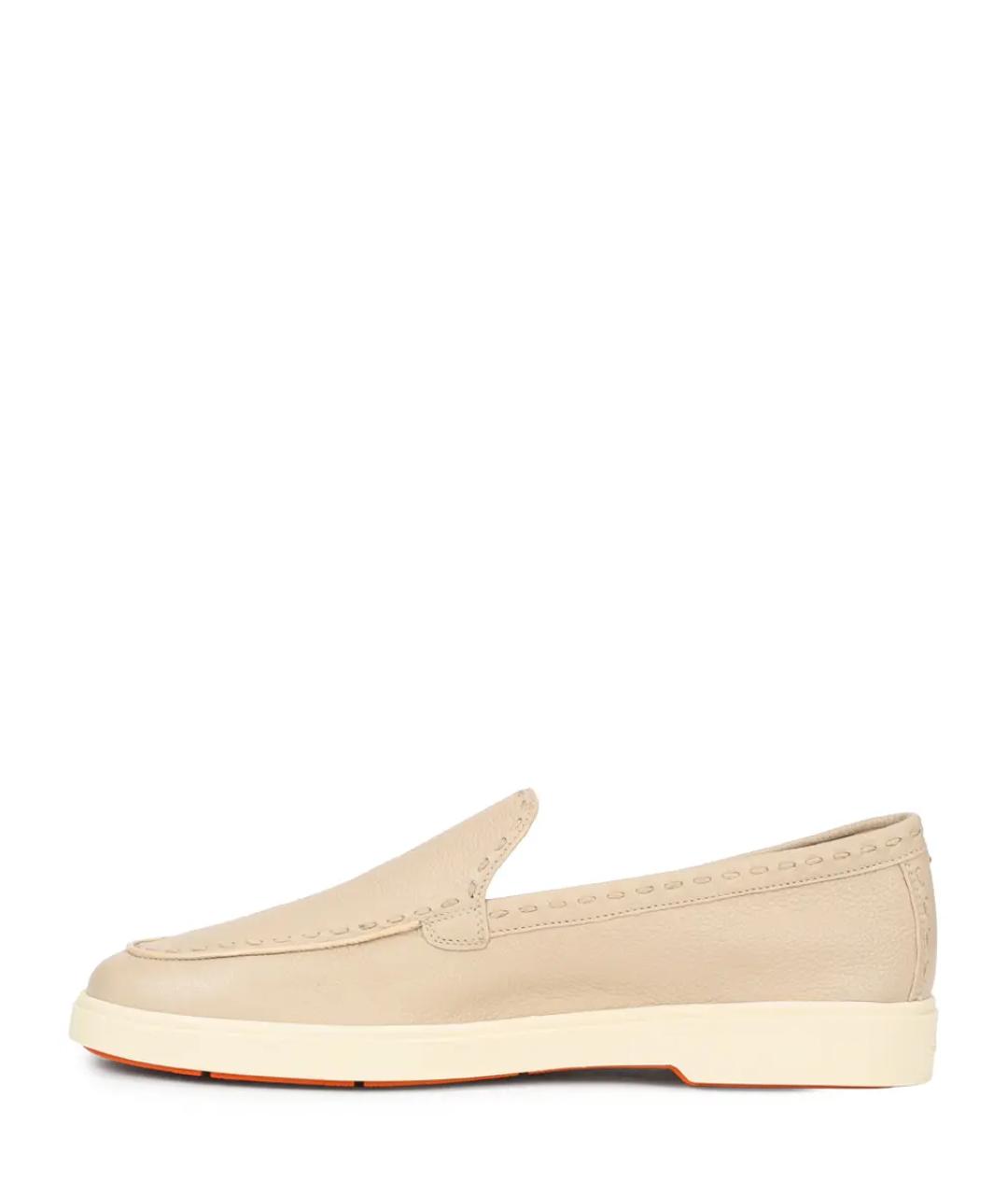 SANTONI Бежевые кожаные лоферы, фото 3