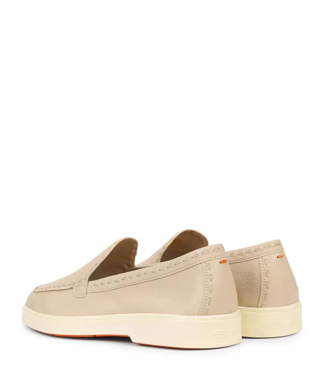 SANTONI Бежевые кожаные лоферы, фото 4