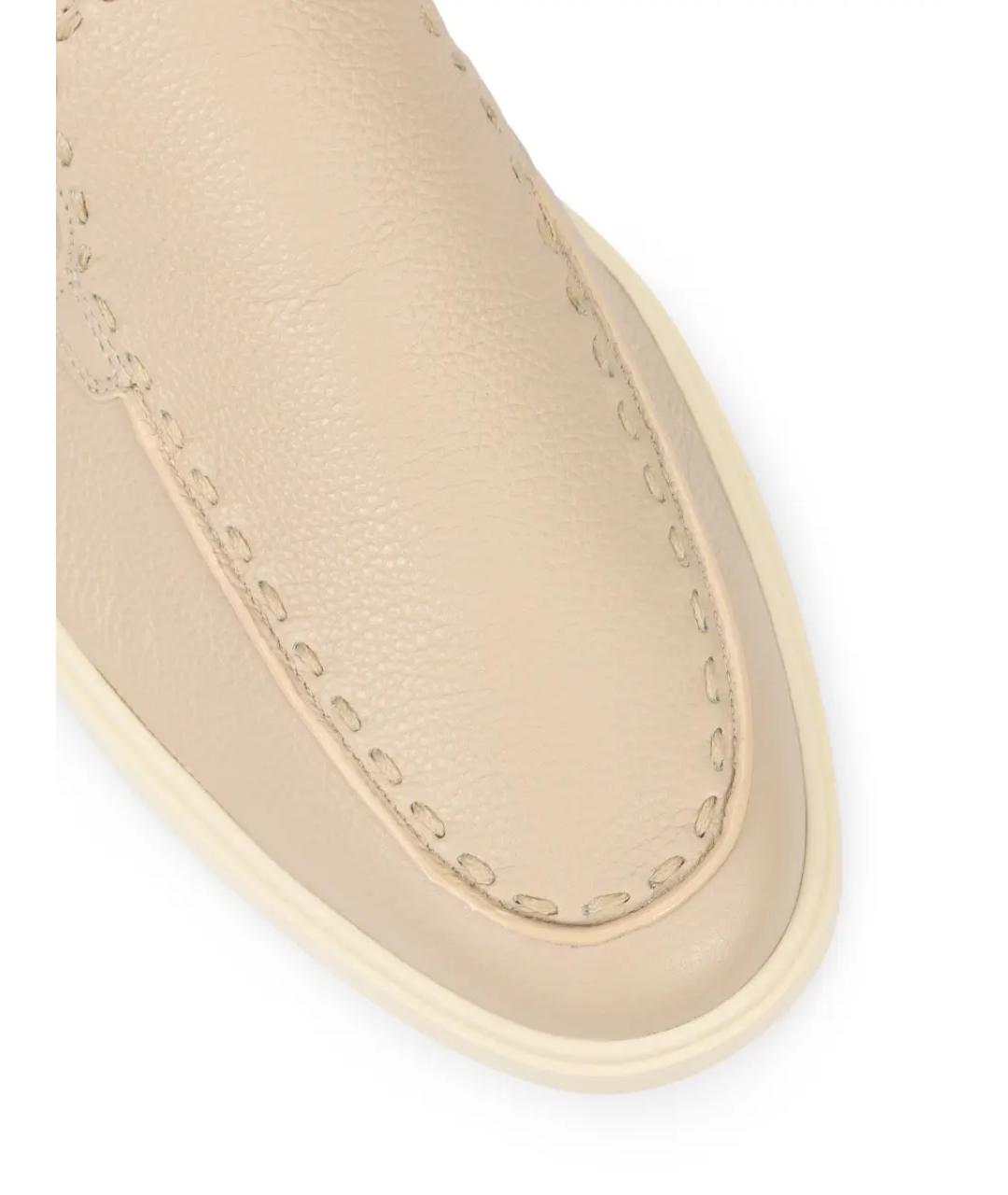 SANTONI Бежевые кожаные лоферы, фото 5
