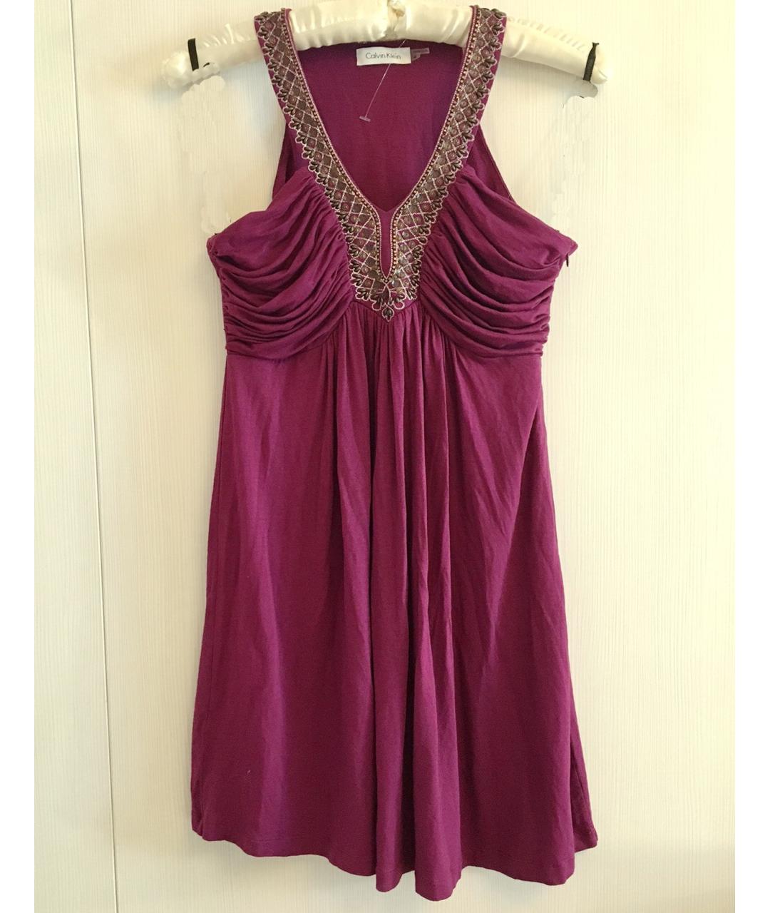CALVIN KLEIN Фиолетовый вискозный сарафан, фото 5