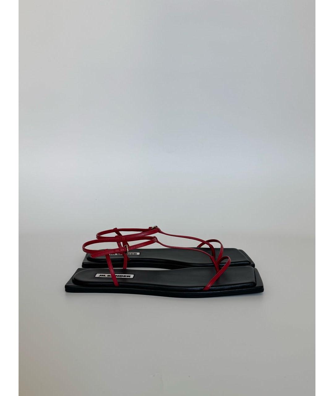 JIL SANDER Красные кожаные сандалии, фото 8