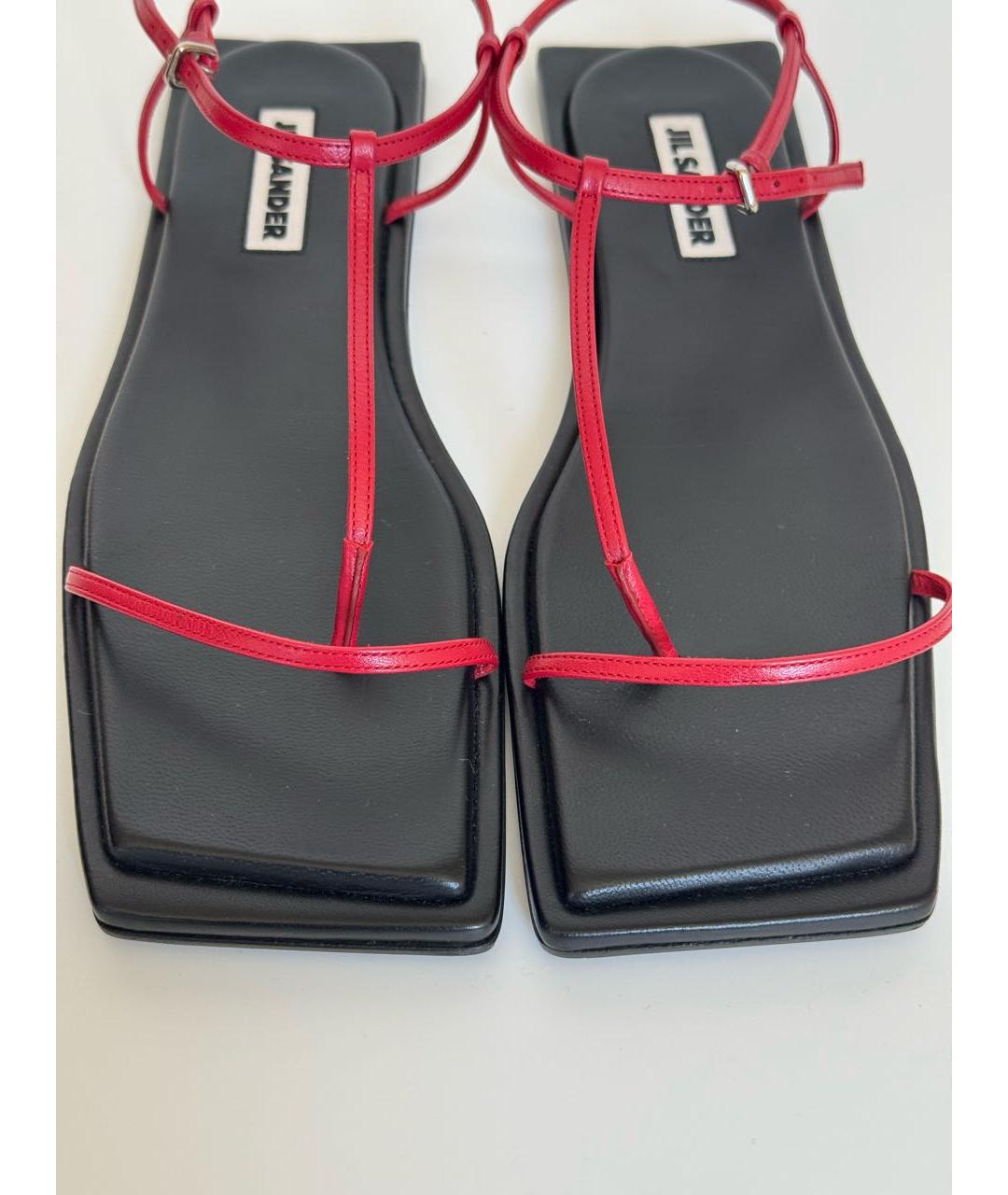 JIL SANDER Красные кожаные сандалии, фото 6