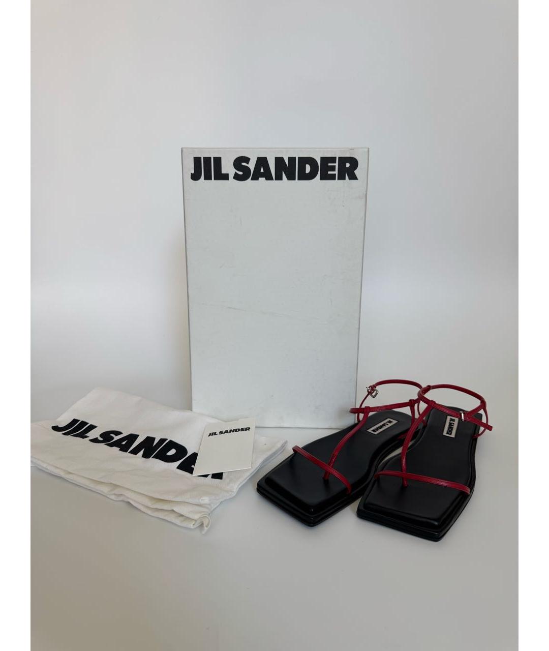 JIL SANDER Красные кожаные сандалии, фото 7