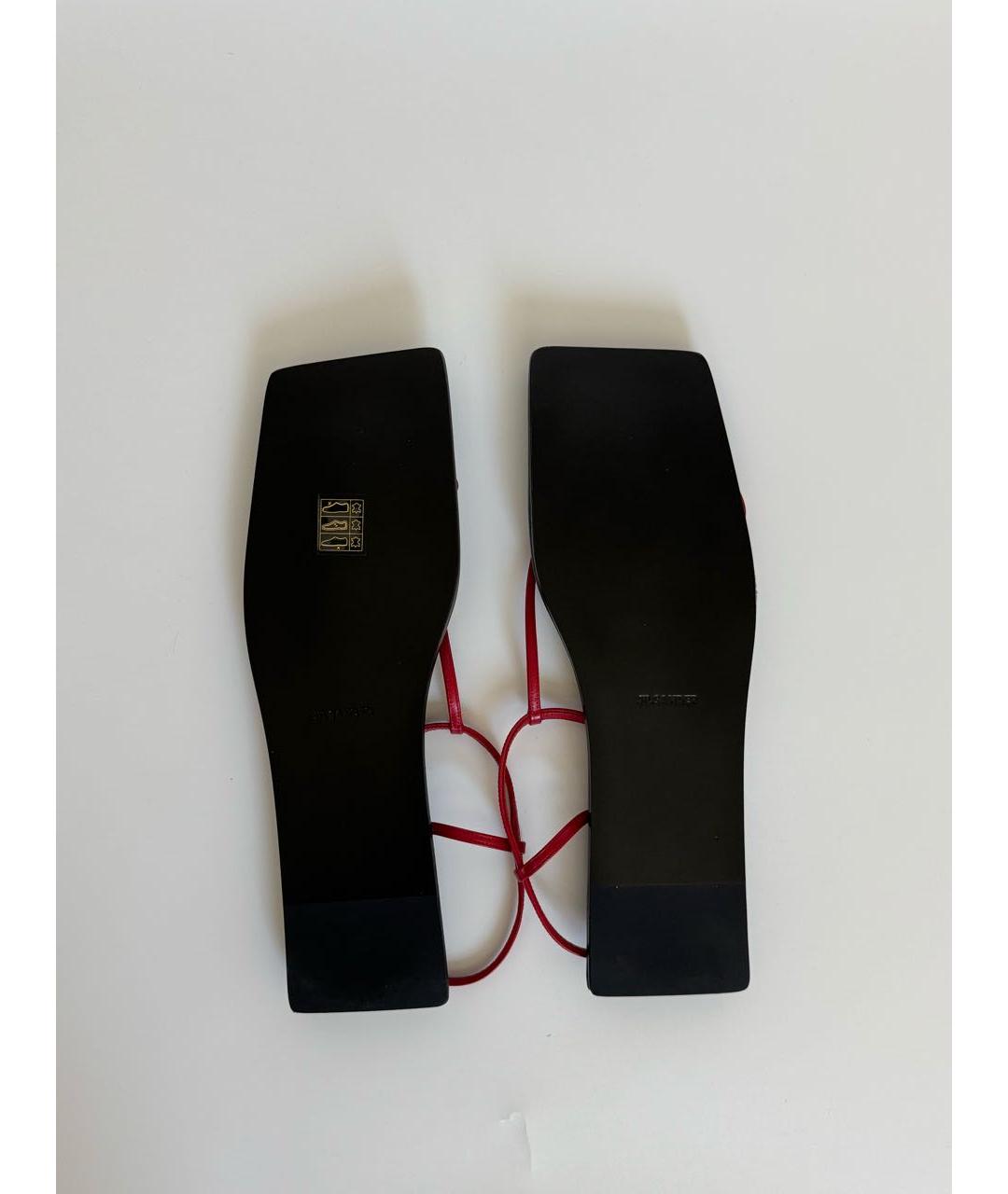 JIL SANDER Красные кожаные сандалии, фото 3