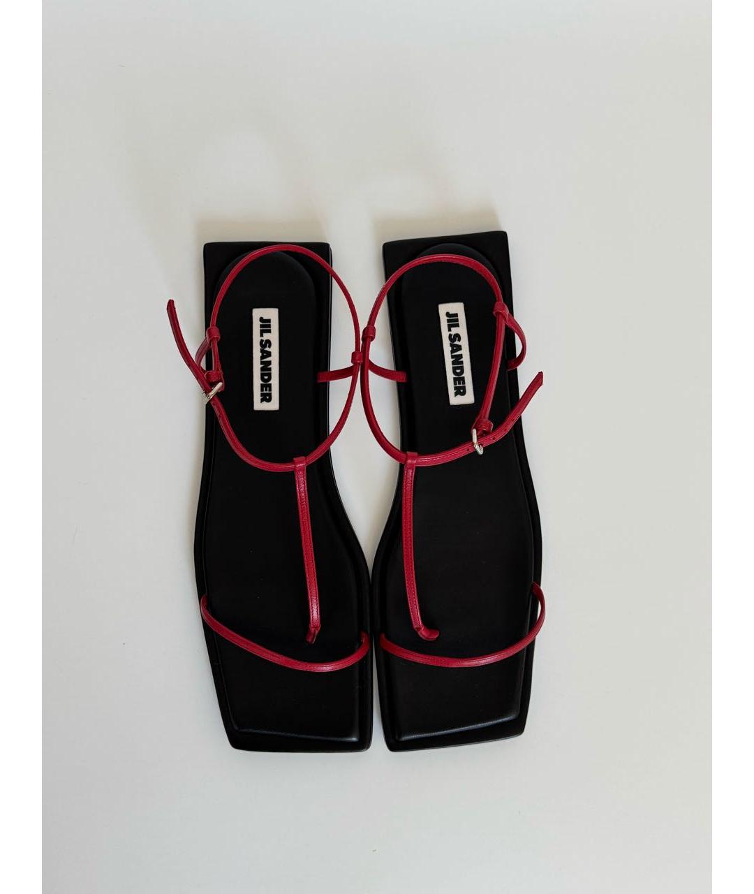 JIL SANDER Красные кожаные сандалии, фото 2